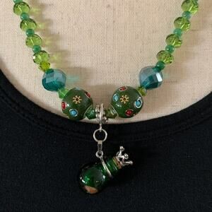 Handmade‎ beaded crystal one of a kind artesian  boho necklace